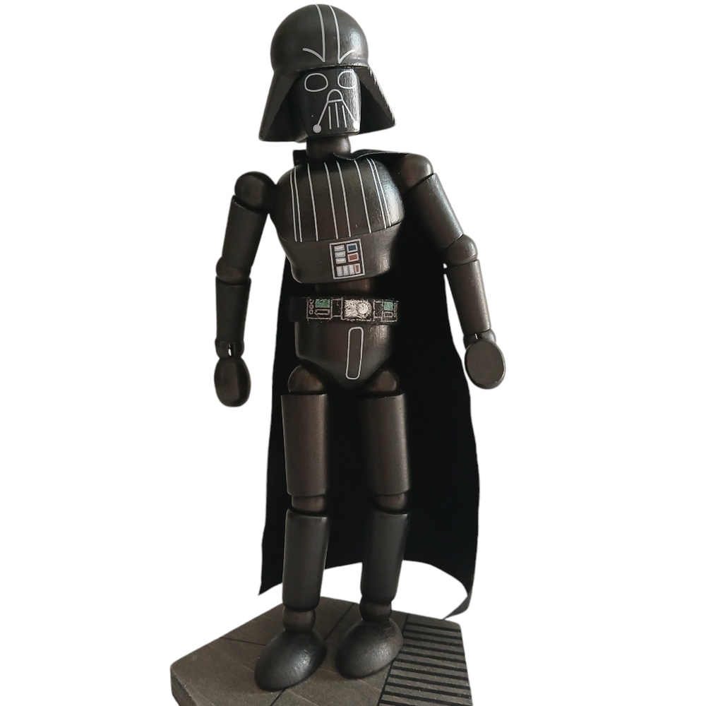 HTF Disney Galaxy's Edge Star Wars Wooden Darth Vader Bendable Toy Figurine